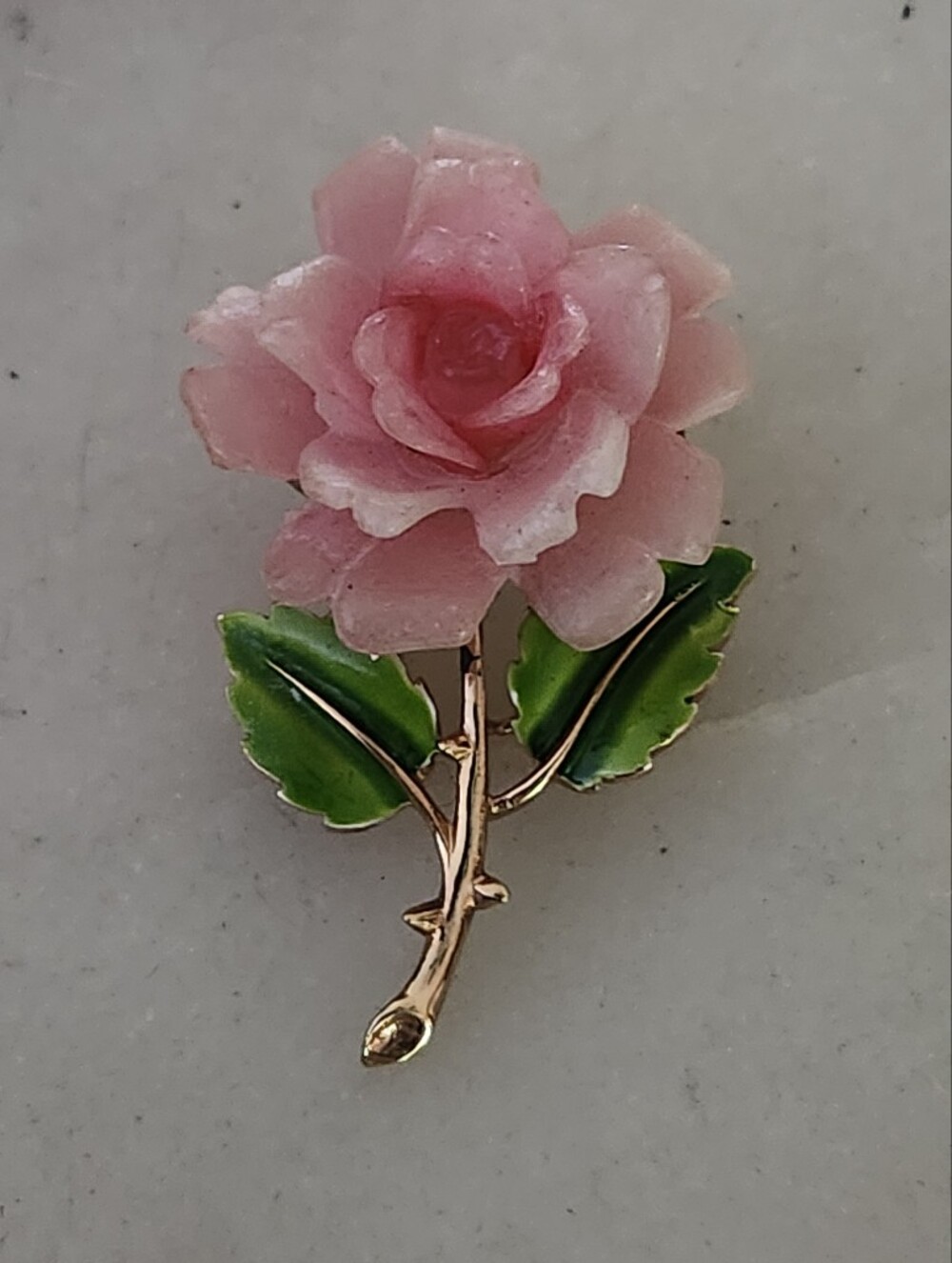 Vtg Trifari Delicate Pink Rose Brooch